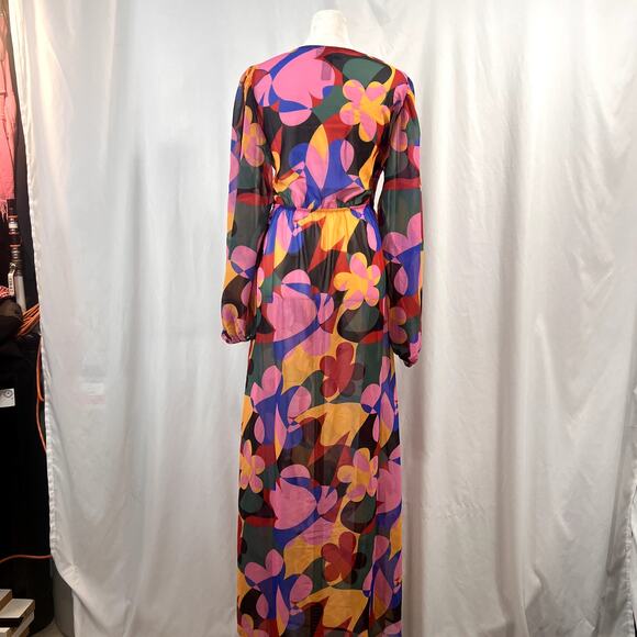 ANTHROPOLOGIE Beach Riot Shiloh Cutout Cover-Up Maxi Dress Sz Large Geo Floral - Picture 7 of 11